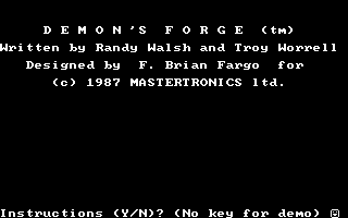 The Demon's Forge (PC Booter) screenshot: Title screen (CGA with RGB monitor)