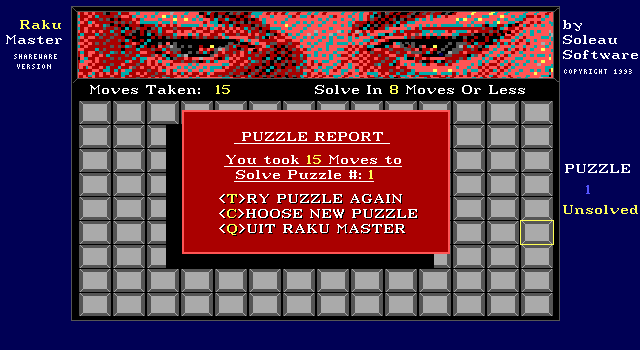 Raku Master (DOS) screenshot: Final Score