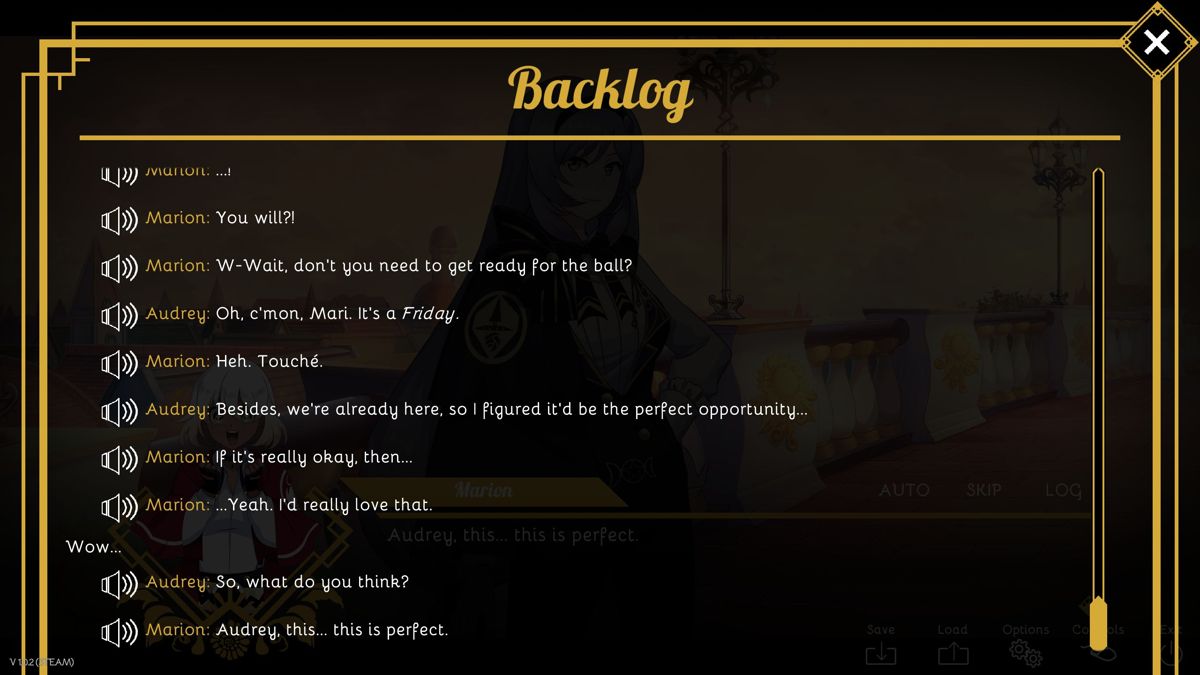 Perfect Gold: The Alchemy of Happiness (Windows) screenshot: Dialogue is 'recorded' in a log and can be reviewed