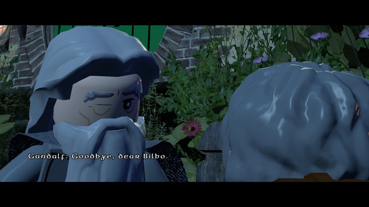 LEGO The Lord of the Rings (Windows) screenshot: Cutscene with Gandolf and Bilbo