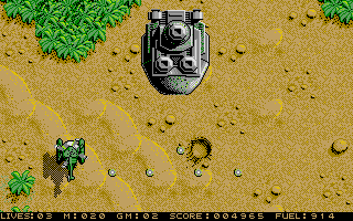 Apache Flight (Atari ST) screenshot: Boss number three is very similar to boss number two.