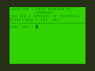 Don't Panic (Dragon 32/64) screenshot: The Ice Kingdom: Blocked by a Snowman