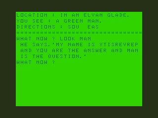 Don't Panic (Dragon 32/64) screenshot: Towers of Death: Encountering the Green Man
