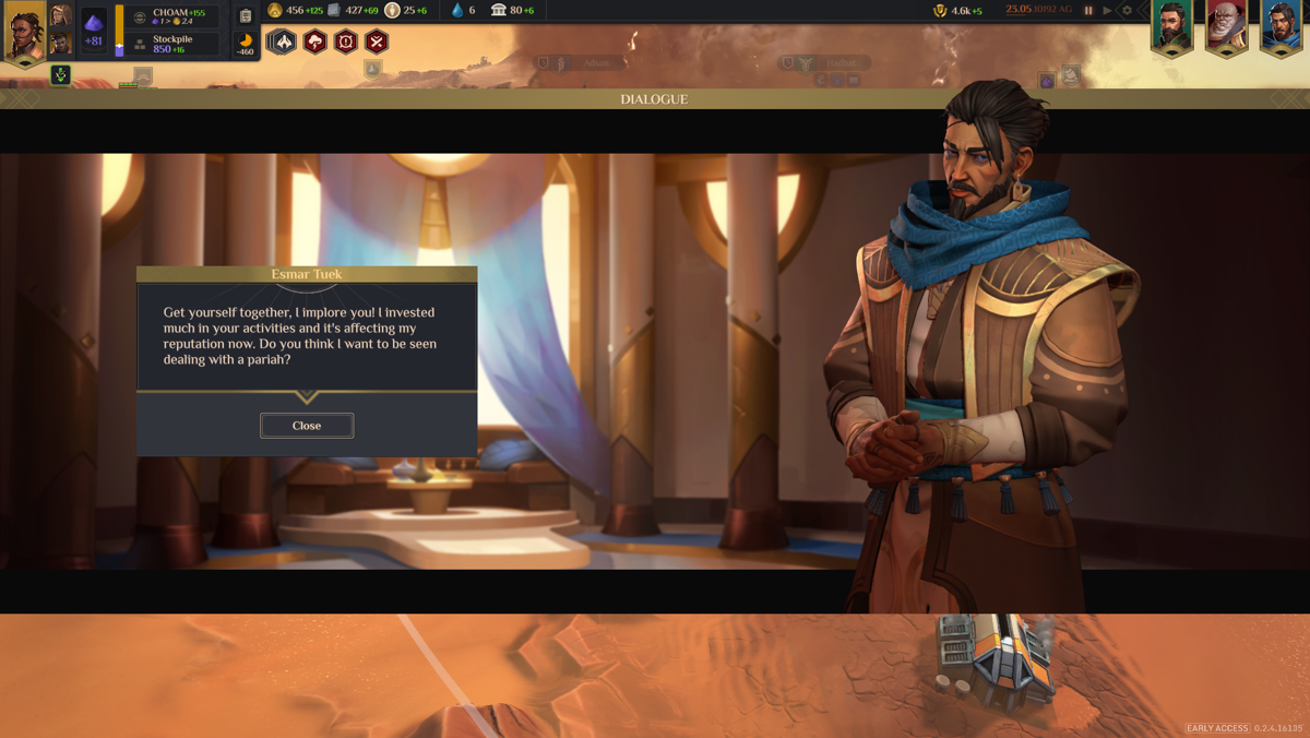 Dune: Spice Wars (Windows) screenshot: [Early Access] Meeting the leader of the Smugglers