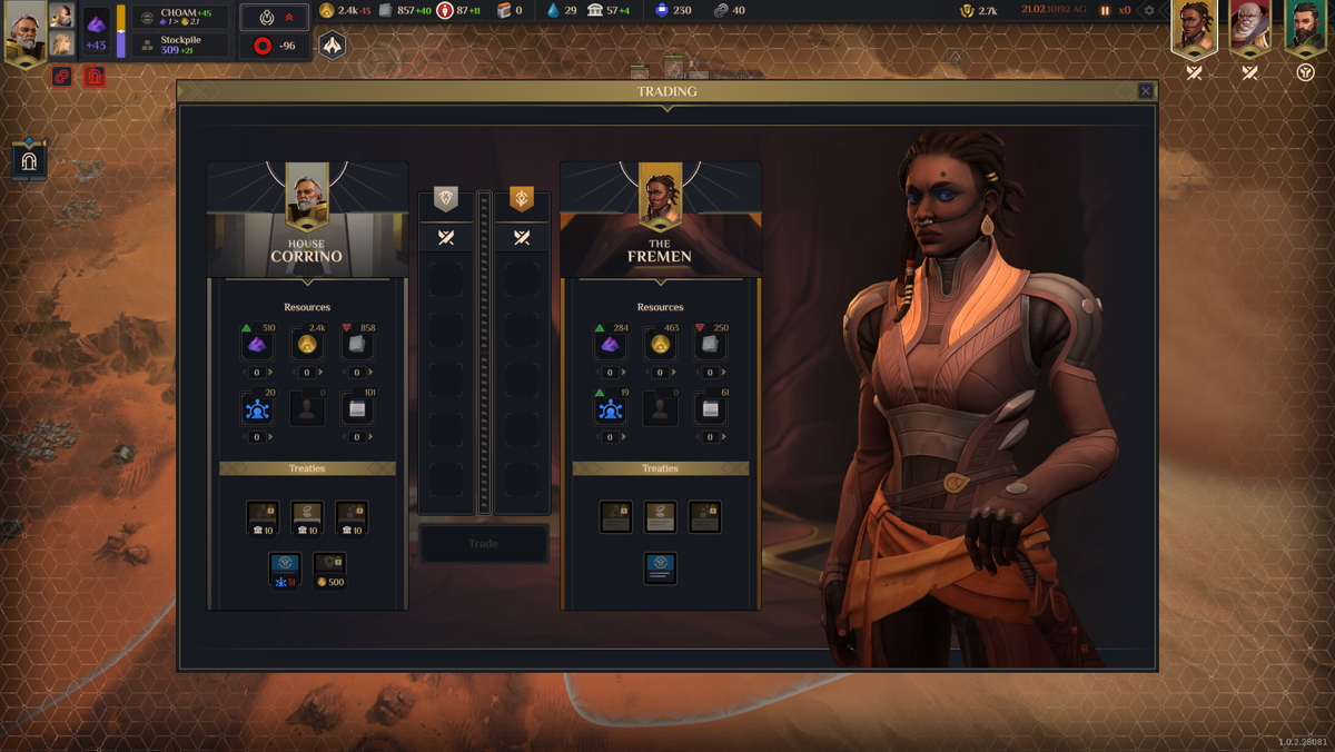 Dune: Spice Wars (Windows) screenshot: [Full release] Offering trade to the Fremen