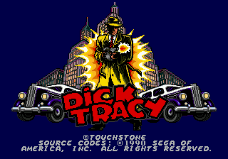 Dick Tracy (Genesis) screenshot: Title screen