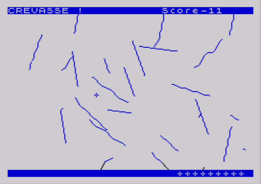 Crevasse / Hotfoot (ZX Spectrum) screenshot: The crevasses are closing in and movement is getting very limited