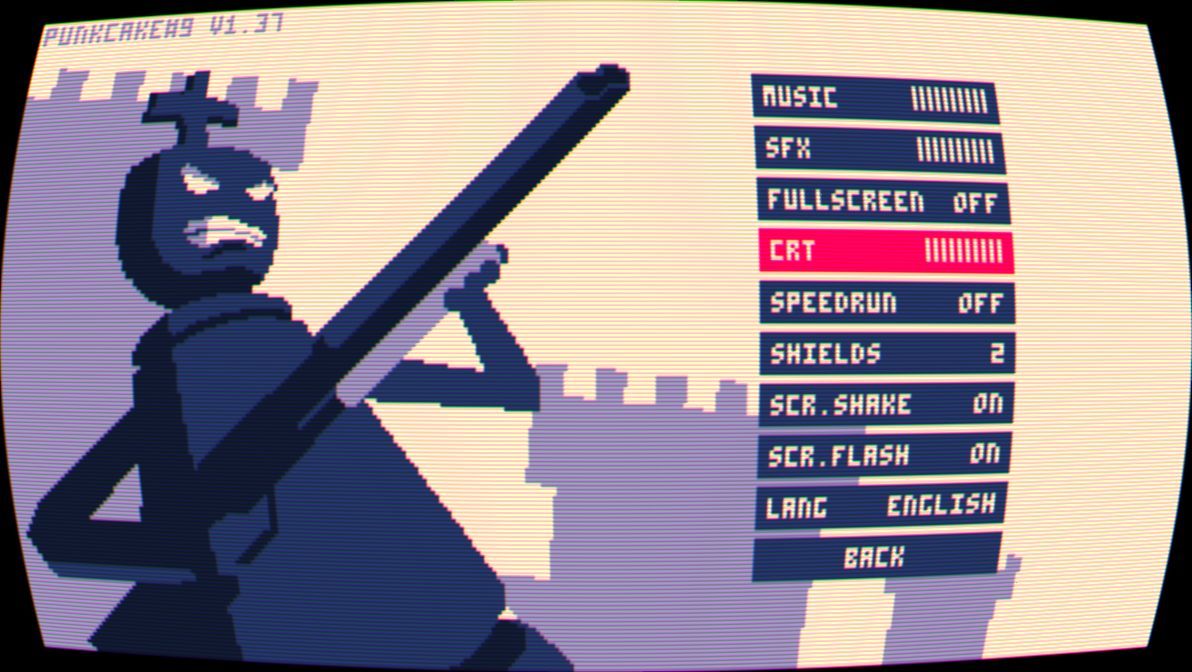 Shotgun King: The Final Checkmate (Windows) screenshot: The game's configuration options with the CRT setting turned all the way up
