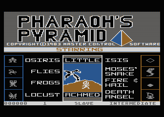 Pharaoh's Pyramid (Atari 8-bit) screenshot: Title screen.