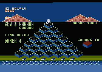 Pharaoh's Pyramid (Atari 8-bit) screenshot: Start of level 1.