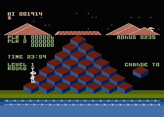 Pharaoh's Pyramid (Atari 8-bit) screenshot: Changing the number after completing a round.