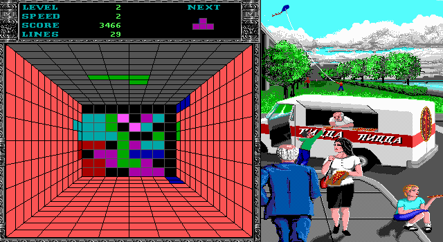 Welltris (DOS) screenshot: At Speed 2