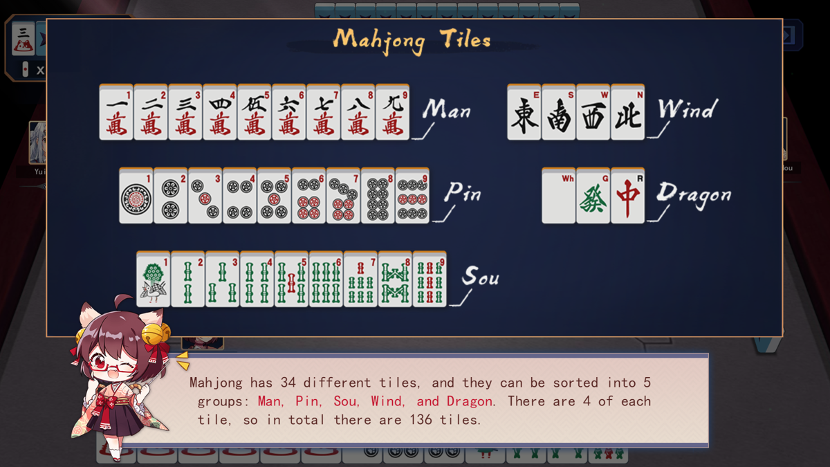 Mahjong Soul (Browser) screenshot: Ichihime explaining what mahjong is