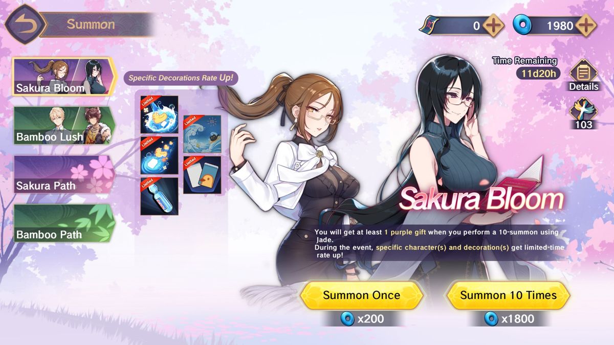 Mahjong Soul (Browser) screenshot: The gacha. Male and female characters are always separate, so you can roll for your preferred gender.