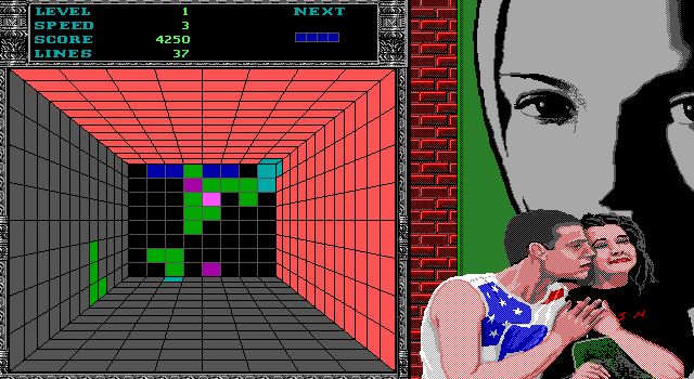 Welltris (DOS) screenshot: At Speed 3