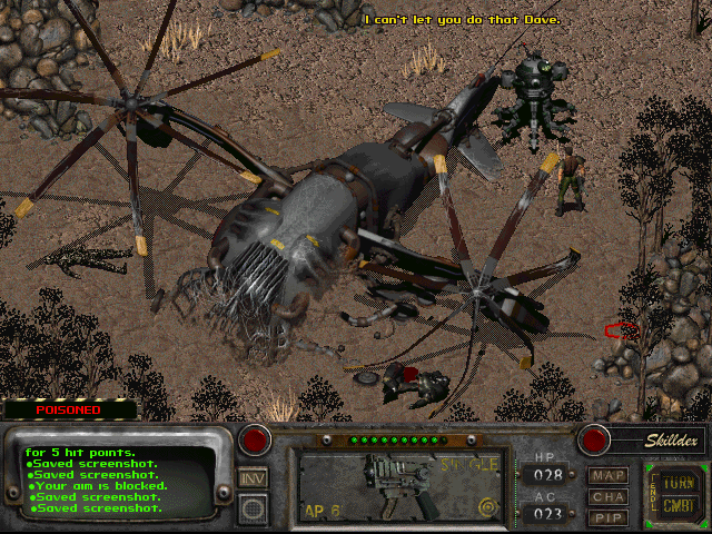 Fallout 2 (Windows) screenshot: Something strange is afoot in the wasteland