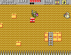 Wonder Boy in Monster Land (SEGA Master System) screenshot: Inside the Pyramid