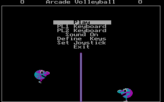 Arcade Volleyball (DOS) screenshot: Menu