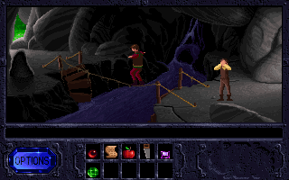 Fables & Fiends: The Legend of Kyrandia - Book One (DOS) screenshot: Some people just don't get what "The Bridge is Out" means...