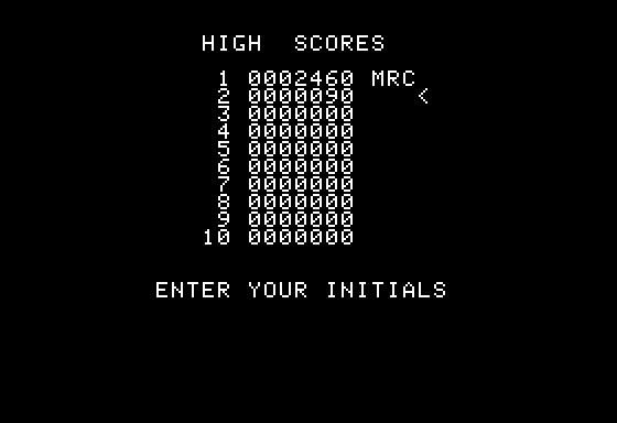 Cyclotron (Apple II) screenshot: High Score