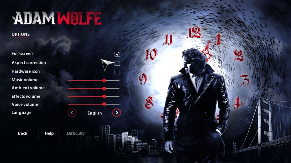 Adam Wolfe (Windows) screenshot: The game's configuration options
