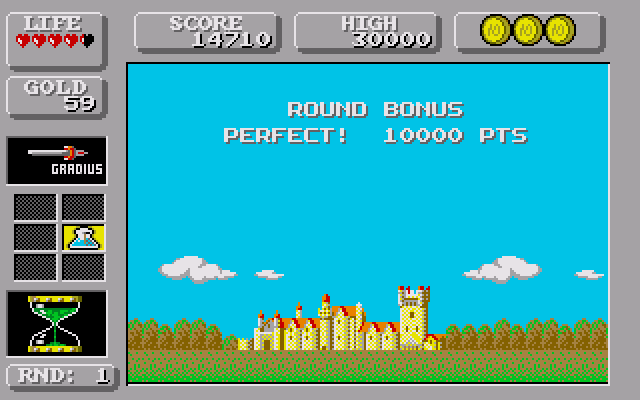 Wonder Boy in Monster Land (Amiga) screenshot: Round Complete