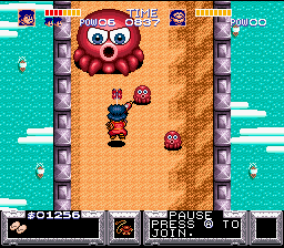 The Legend of the Mystical Ninja (SNES) screenshot: The octopus from Parodius