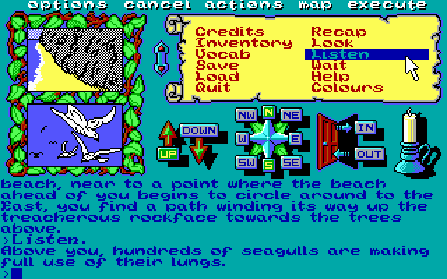 Legend of the Sword (DOS) screenshot: You can even listen!