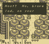 The Legend of Zelda: Link's Awakening (Game Boy) screenshot: The owl gives you advice