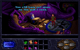 Fables & Fiends: The Legend of Kyrandia - Book One (DOS) screenshot: Oooh, a purple dragon!