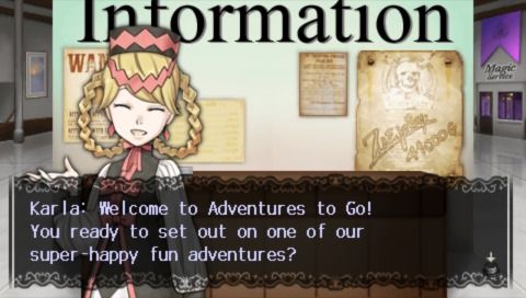 Adventures to Go! (PSP) screenshot: The information desk. Head here first.