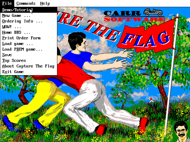 Capture the Flag (DOS) screenshot: The title screen changed for the 1995 release (version 3.1)