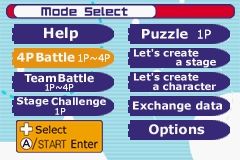 ChuChu Rocket! (Game Boy Advance) screenshot: Mode Select