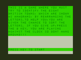 Fun & Games (Dragon 32/64) screenshot: Anagrams: Instructions