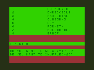 Fun & Games (Dragon 32/64) screenshot: Anagrams: Solving Towns