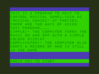 Fun & Games (Dragon 32/64) screenshot: Musical Box: Instructions