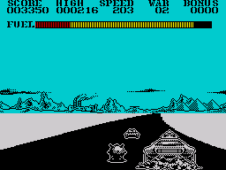 Fire and Forget (ZX Spectrum) screenshot: Mines and tanks in glorious harmony.
