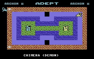 Archon II: Adept (Commodore 64) screenshot: The gameplay screen