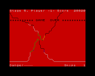 Penetrator (ZX Spectrum) screenshot: The Game is over.