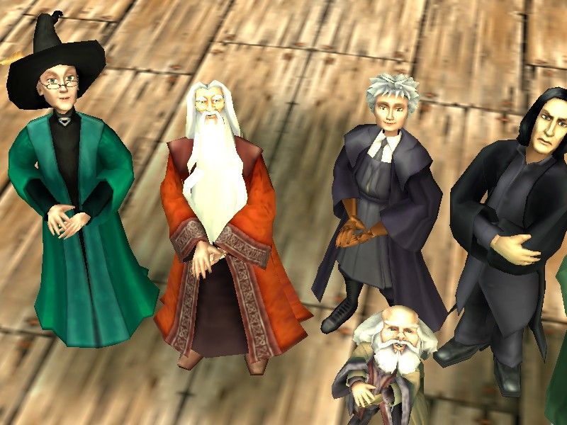 Harry Potter: Quidditch World Cup (Windows) screenshot: The Hogwarts staff makes a cameo appearance when you win the school championship.