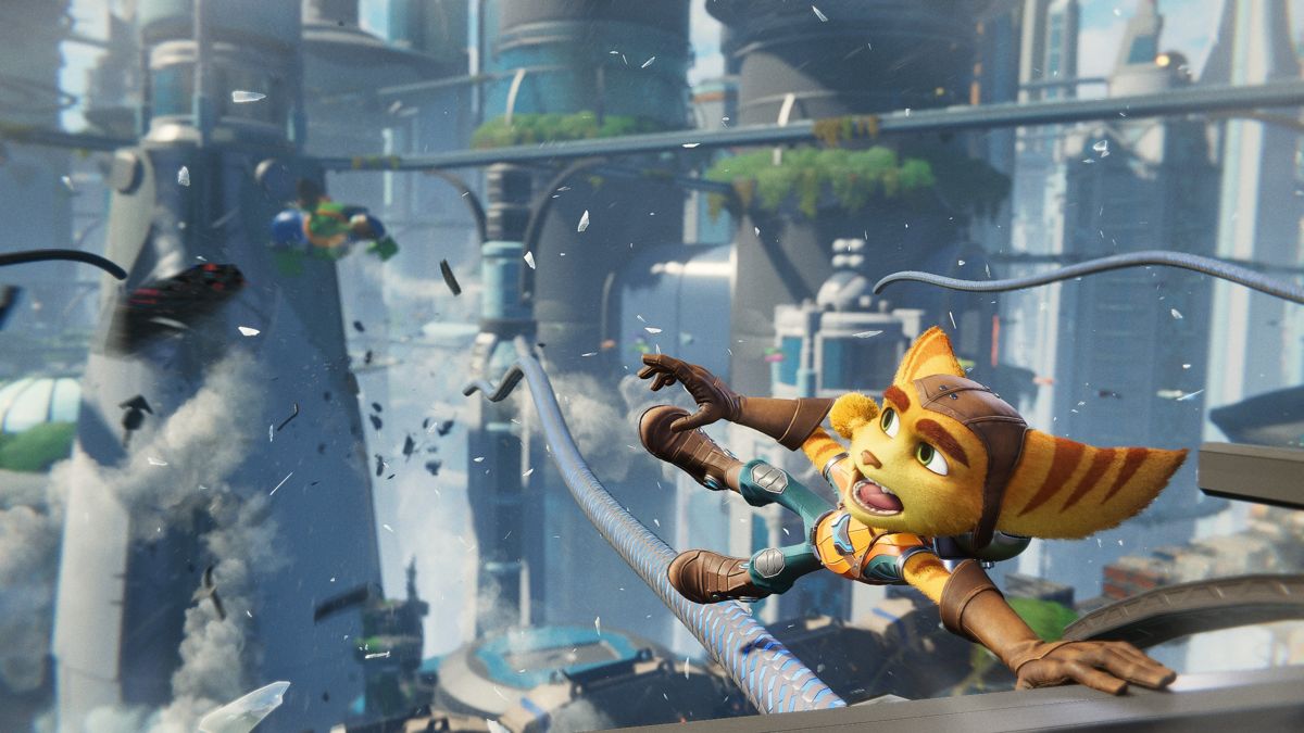 Ratchet & Clank: Rift Apart (Windows) screenshot: Rachet will have many narrow escapes.