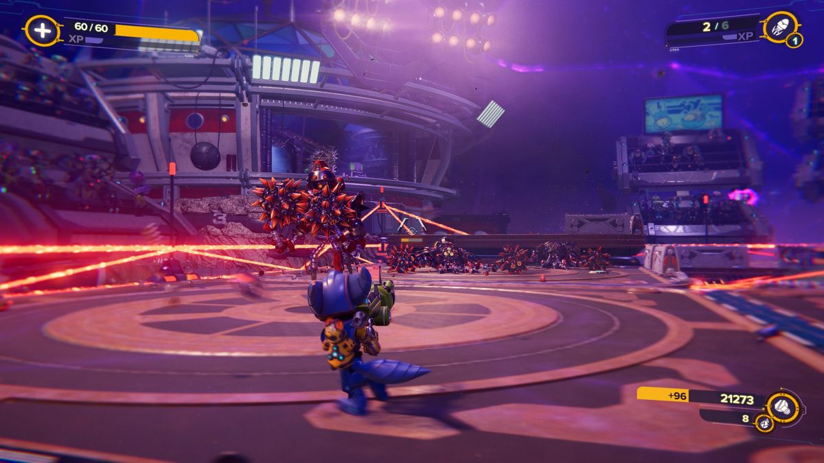 Ratchet & Clank: Rift Apart (Windows) screenshot: A fight on a platform