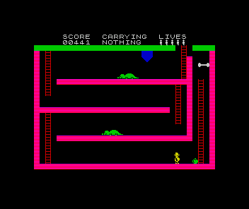 Chuckie Egg II (ZX Spectrum) screenshot: Reached the bone