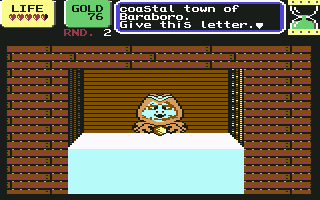 Wonder Boy in Monster Land (Commodore 64) screenshot: You must do an errand for this guy