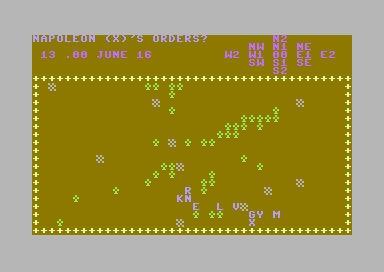 Waterloo (Commodore 64) screenshot: Napoleon Troop Positions