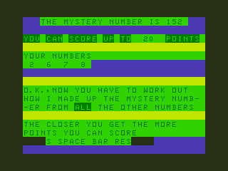 Monster Maths (Dragon 32/64) screenshot: Mystery-Number