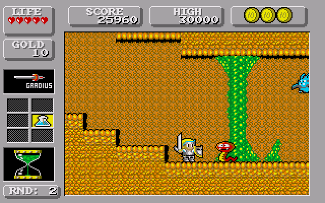 Wonder Boy in Monster Land (Amiga) screenshot: Inside a cave