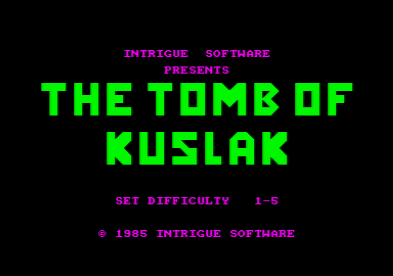 The Tomb of Kuslak (Amstrad CPC) screenshot: Title screen