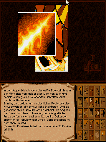 Die Kathedrale (DOS) screenshot: Another fiendish trap disarmed.