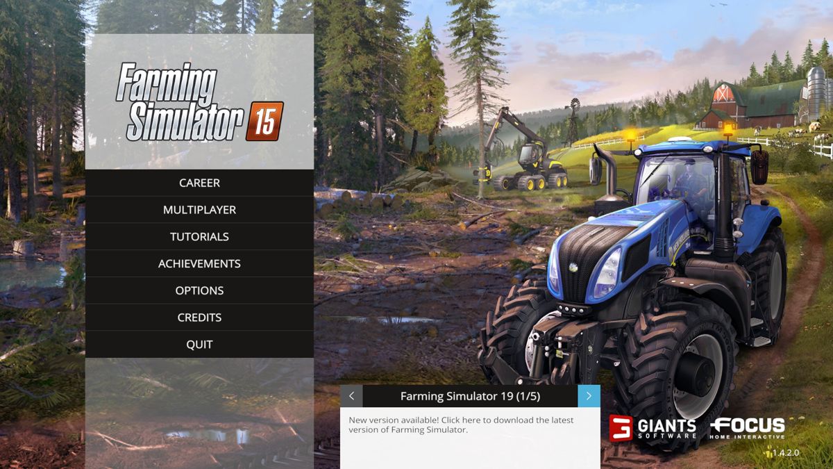 Farming Simulator 15 (Windows) screenshot: Main Menu